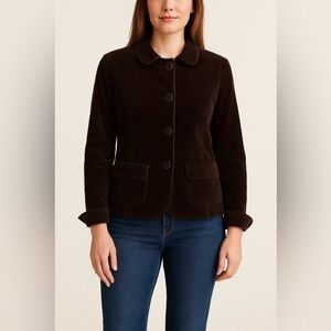 Talbots Brown Corduroy Button Front Jacket Size 14 | Classic Fall Layer